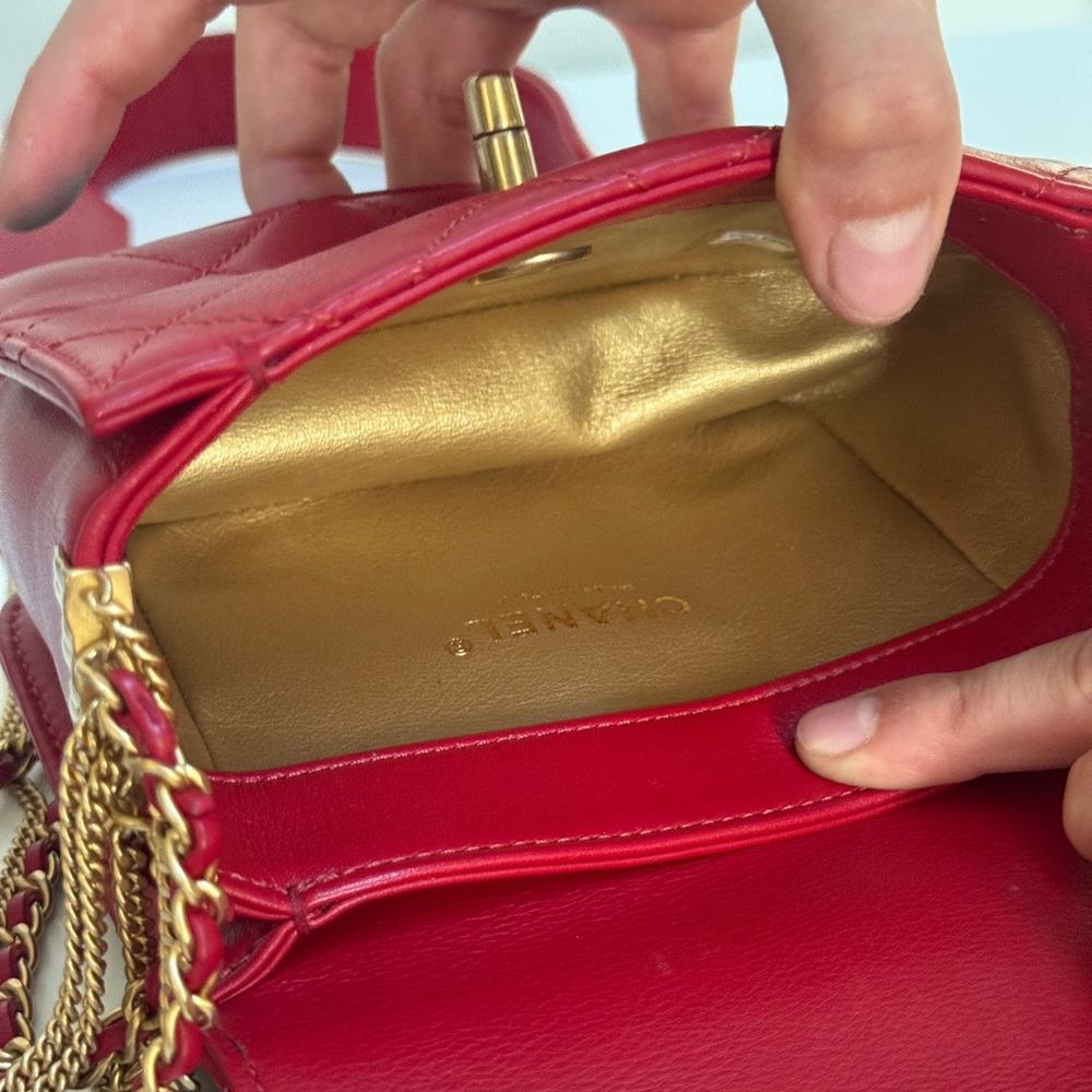 Chanel Cambon Mini Red Lambskin Flap Bag - Picture 11 of 14